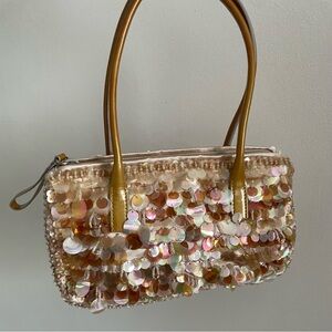 Very Rare Vintage Prada Pink Sequin Embellished Raso Handbag